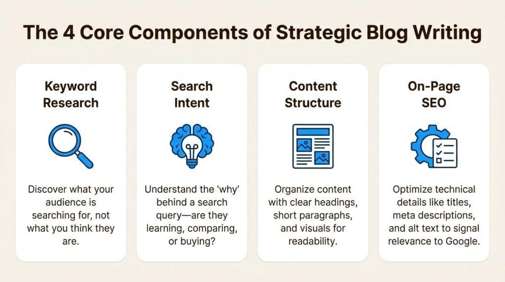 SEO content writing strategy for website blog content